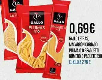Claudio Gallo lestras, macarrón cortado pluma 6 0 spaguetti número 3 paquete 250 oferta