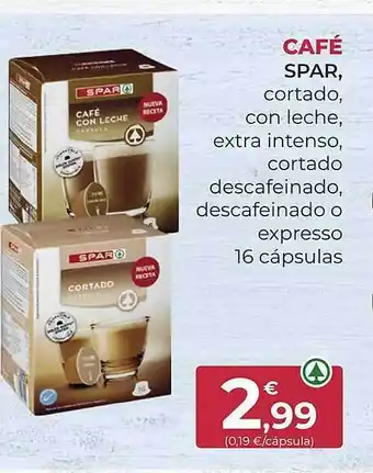 SPAR Gran Canaria Café spar cortado con leche extra intenso cortado descafeinado descafeinado o expresso 16 cápsulas oferta
