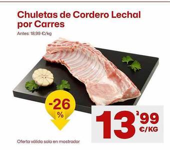 AhorraMas Chuletas de cordero lechal por carres oferta