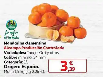 Alcampo Mandarina clementina alcampo producción controlada oferta