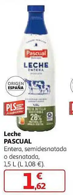Alcampo Leche pascual entera, semidesnatada o desnatada oferta