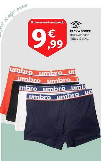 Alcampo Umbro pack 4 boxer oferta