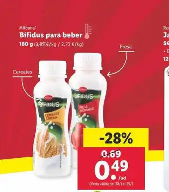 Lidl Milbona bífidus para beber oferta
