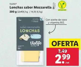 Lidl Violife lonchas sabor mozzarella oferta