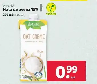 Lidl Vemondo nata de avena 15% oferta