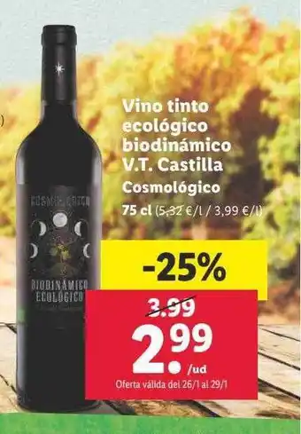 Lidl Vino tinto ecológico biodinámico v.t. castilla cosmológico oferta