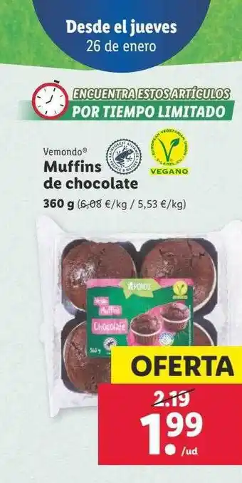 Lidl Vemondo muffins de chocolate oferta
