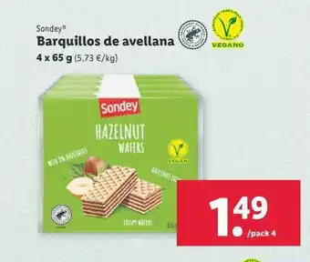 Lidl Sondey barquillos de avellana oferta