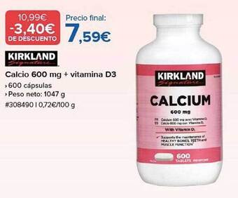 Costco Kirkland calcio 600 mg + vitamina d3 oferta