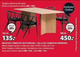 JYSK Mesa de comedor vesterborg + silla de comedor arnborg oferta