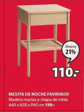 JYSK Mesita de noche favrskov madera maciza chapa de roble oferta