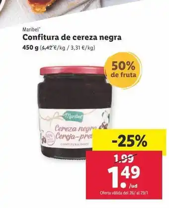 Lidl Maribel confitura de cereza negra oferta