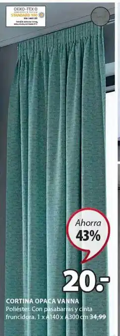 JYSK Cortina opaca vanna poliéster. con pasabarras y cinta fruncidora. oferta