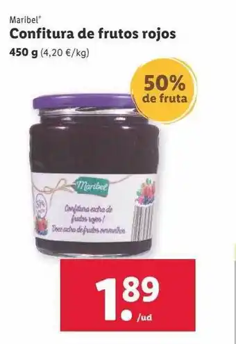 Lidl Maribel confitura de frutos rojos oferta