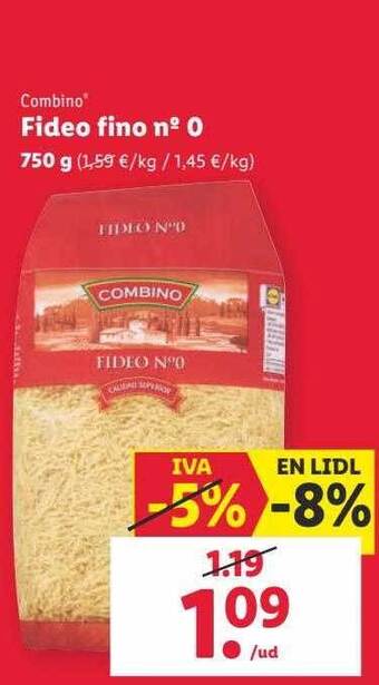 Lidl Combino fideo fino n°0 oferta