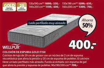 JYSK Wellpur colchón de espuma gold f150 oferta