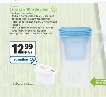 Lidl Ernesto jarra con filtro de agua oferta
