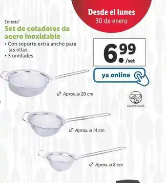 Lidl Ernesto set de coladores de acero inoxidable oferta