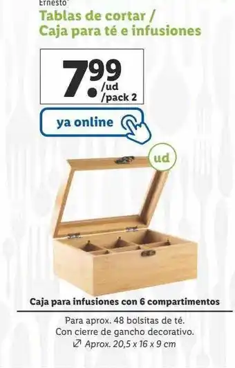 Lidl Ernesto tablas de cortar caja para té e infusiones oferta