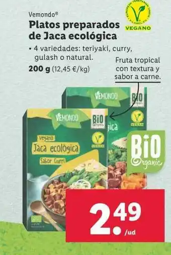 Lidl Vemondo platos preparados de jaca ecológica oferta