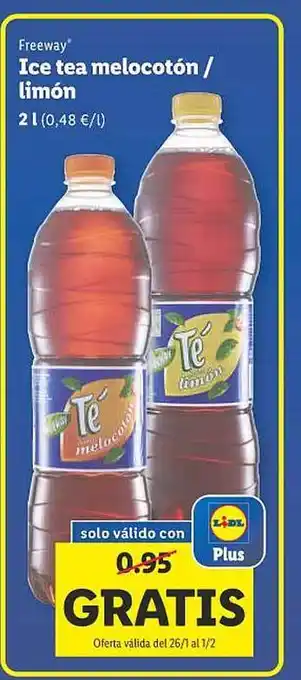 Lidl Freeway ice tea melocotón - limón oferta