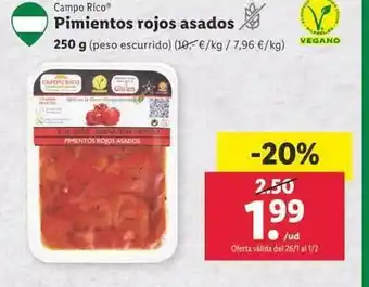 Lidl Campo rico pimientos rojos asados oferta