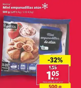 Lidl Monissa mini empanadillas atún 500 g oferta