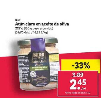 Lidl Nixe atún claro en aceite de oliva oferta