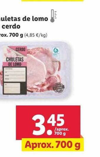 Lidl Chuletas de lomo de cerdo oferta