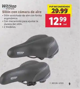Lidl Wittkop air system sillín con cámara de aire oferta