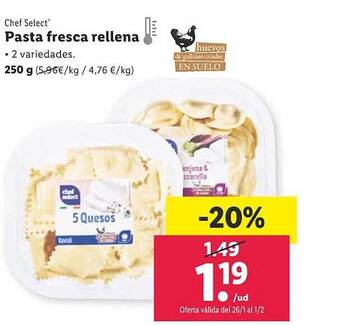 Lidl Chef select pasta fresca rellena oferta