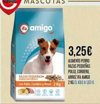 Claudio Alimento perro razas pequeñas pollo, cordero, arroz ifa amigo 2 kg oferta