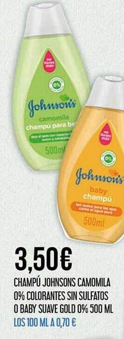 Claudio Champú johnsons camomila 0% colorantes sin sulfatos o baby suave gold 0% 500 ml oferta