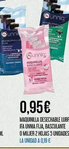 Claudio Maquinilla desechable lubricante ifa unnia fija, basculante o mujer 2 hojas 5 unidades oferta