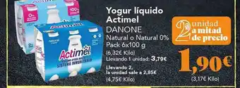 Gadis Yogur líquido actimel danone natural o natural 0% pack 6 oferta
