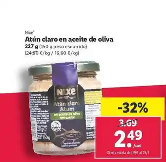 Lidl Nixe atún claro en aceite de oliva 227 g oferta