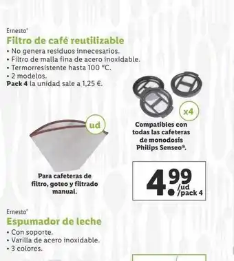Lidl Ernesto filtro de café reutilizable oferta