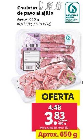 Lidl Chuletas de pavo al ajillo oferta