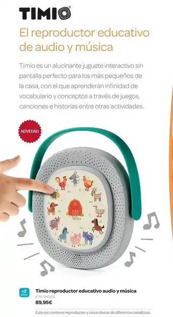 Dideco Timio reproductor educativo audio y músuca oferta
