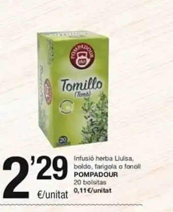 SPAR Fragadis Infusión herba lluïsa boldo farigola o fonoll pompadour oferta