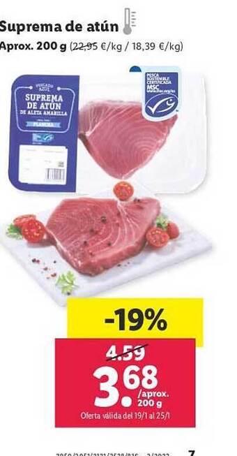 Lidl Suprema de atún oferta