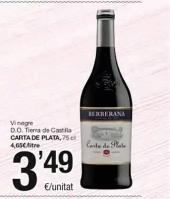 SPAR Fragadis Vi negre d.o. tierra de castilla carta de plata oferta