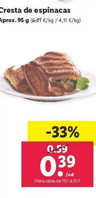 Lidl Cresta de espinacas oferta