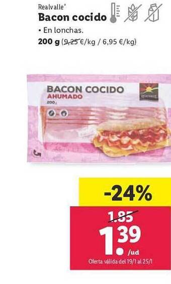 Lidl Realvalle bacon cocido oferta