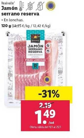 Lidl Realvalle jamón serrano reserva oferta