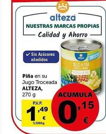 Masymas Piña en su jugo troceada alteza oferta