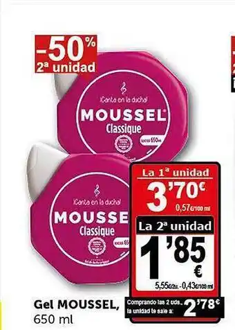 Masymas -50% 2a unidad gel moussel oferta