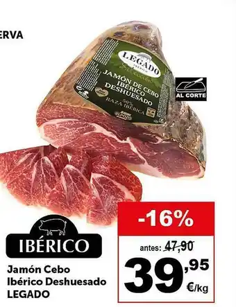 Masymas Ibérico jamón cebo ibérico deshuesado legado oferta