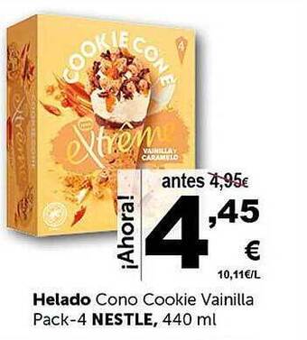 Masymas Helado cono cookie vainilla pack-4 nestle oferta