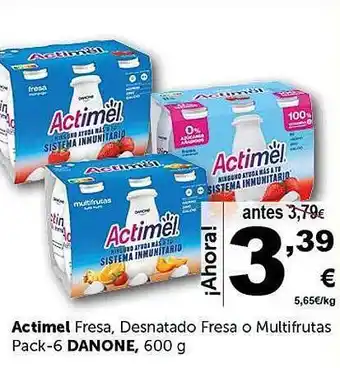 Masymas Actimel fresa, desnatada fresa o multifrutas pack-6 danone oferta